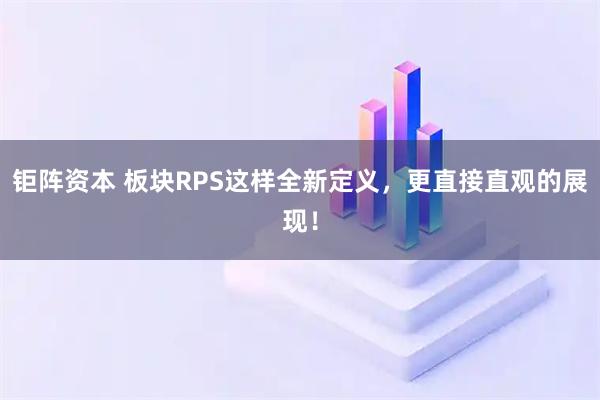 钜阵资本 板块RPS这样全新定义，更直接直观的展现！
